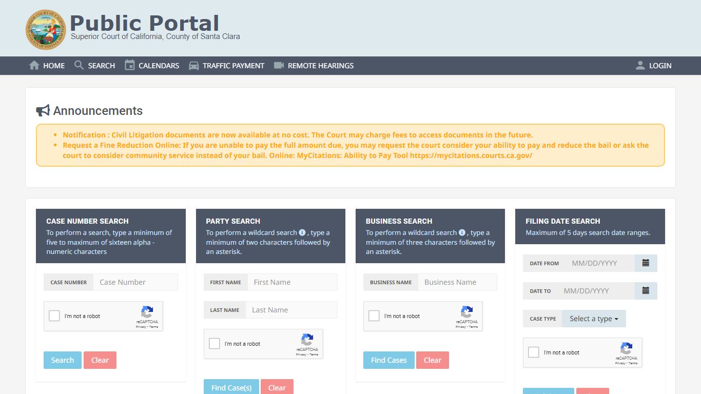 Public Portal - Superior Court of California, County of ...